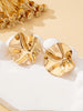 A Pair of Wavy Petal Gold Earrings, Irregular Metal Texture Exaggerated Studs, Minimalist Sculptural Style Versatile Earrings, for Gifting to Friends - Image 4