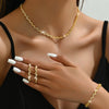 4PC Women's Copper Claw Chain Minimalist Necklace Earrings Bracelet Jewelry Set Wedding Banquet Party Holiday Gift - Image 1