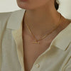 Gold Color Plating Figaro Cuban Chain T-bar Pendant Necklace Stainless Steel T-bar Pendant Necklace For Women - Image 3