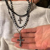 Gothic Y2K Metal Cross Pendant Multi Layer Bead Necklace For Women Men Vintage Punk Grunge Emo Charm Jewelry Accessories Gift - Image 5