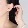 Silver Women's Jewelry Crystal Zircon Hollow Exaggerated Long Tassel Hook Earrings - Image 4