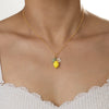 Cute Yellow Fruit Lemon Little Flower Green Leaf Pendant Metal Chain Adjustable Necklace for Women Summer Jewelry Gifts - Image 1