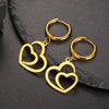Double Love Heart Drop Earrings for Women Stainless Steel Gold Color Wedding Earrings Jewelry Pretty Gift - Image 3