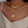 Flat Snake Chain With Three Layer Coin Disc Pendant Necklace For Women Jewelry Accessories - Image 7