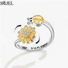 Rose Flower Rotating Ring For Women Spinner Fidgets Heart Charm Adjustable Open Rings Star Moon - Image 7