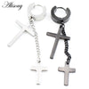 2PCS Stainless Steel Star Cross Snake Spike Skull Sword Blade Chain Feather Spider Dangle Women Men Huggie Hoop Earrings - Image 5
