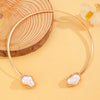 Baroque Imitation Pearl Torque Necklace Bangle Ring Set For Women Wedding Clavicle Jewelry Set - Image 9