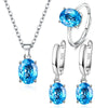 Silver Jewelry Sets For Women Ellipse Zircon Ring Necklace Earrings Accessories - Image 1