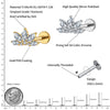 Titanium 16G Marquise Lotus CZ Flower Flat Back Stud Labret Tragus Helix Cartilage Conch Earring Piercing - Image 2