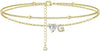 CZ Ankle Bracelets for Women Gold Plated CZ Initial Dainty Layered Heart Anklets Foot Chain Summer Beach Jewelry - Image 14