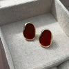 Big Winered Color Irregular Geometry Bean Stud Earrings for Women Ear Jewelry Accessory Girl Gift - Image 1