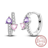 Silver Hoop Earrings Purple Zircon Flowers Butterflies Studs Earring For Women Wedding Engagement Gift - Image 15
