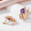 Purple Zircon Drop Earrings For Women Jewelry Rose Gold Color Bride Wedding Earrings - Image 3