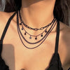 4Pcs/Set Goth Black Star Tassel Pendant Choker Necklace for Women Vintage Adjustable Metal Chain Y2K Jewelry Accessories Gift - Image 1
