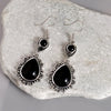 Vintage Black Stone Drop Earring Jewelry Geometric Triangle Hollow Ear Jewelry For Women Girls - Image 6