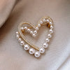 Flower Imitation Pearl Brooches For Women Shiny Rhinestone Double Layer Love Heart Pins Sweater Cardigan Jewelry Gifts - Image 4