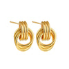 Vintage Three Layers Mini Knot Stud Earrings for Women Gold Plated Twisted Small Circle Stainless Steel Earring Punk Jewelry - Image 7