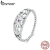 Silver Retro Iris Ring Openwork Flower Pattern Purple Zircons Twisted Band for Women Statement Party Jewelry - Image 1