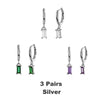 Charm Dainty Baguette Huggie Hoop Earrings with Emerald Amethyst CZ Dangle French Minimalist Jewelry for Women Accessories - Image 7