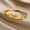Glossy Golden Stainless Steel Bracelet Women Carving Stars Moon Rhinestones Cuff Spring Bangle Jewelry Gifts - Image 3