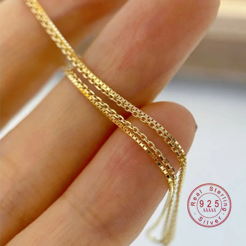 Silver Gold Plated Double Layer Box Chain Bracelet Dainty Stackable Wrist Jewelry for Women Minimalist Gift - Image 1