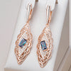 Rose Gold Color Flower Dangle Earrings for Women Square Colorful Zircon Accessories Daily Jewelry - Image 1