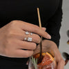 Silver Double Layer Water Drop Ring For Women Square Zircon Adjustable Index Finger Jewelry Party Gift - Image 2