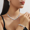3pcs Zircon Stud Earrings Necklace Set for Women, Stainless Steel Wedding Banquet Sparkle Jewelry Set Gift - Image 1