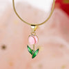Creative Rotatable Pink Flower Necklace For Women Titanium Steel Rotatable Spinner Clavicle Choker Jewelry - Image 14