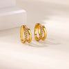 Double Circle Hoop Earrings for Women Simple Crystal Zirconia Stainless Steel Piercing Earring Jewelry - Image 1