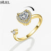 Rose Flower Rotating Ring For Women Spinner Fidgets Heart Charm Adjustable Open Rings Star Moon - Image 18