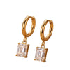 Small Rectangle Zircon Stone Charm Huggie Hoop Earrings Women Minimalist Stainless Steel Gold Color Earring Christmas Jewelry - Image 4