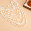 Imitation Pearl Multi-Layer Choker Necklace with Long Tassel Pendant - Image 11
