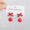 Black Red Bowknot Elegant Hanging Earrings Imitation Pearl Ball Pendants Korean Sweet Small Earrings - Image 8