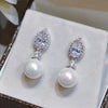 Imitation Pearl Dangle Earring for Women Silver Color Bling Cubic Zirconia Elegant Lady Jewelry - Image 24
