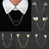 Gentleman Tassel Brooch For Men Suit Shirt Collar Triangle Wings Chain Lapel Pin Metal Retro Wedding Accessories - Image 1