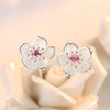 Silver Crystal Flower Pendant Necklace Stud Earrings Jewelry Sets For Women Vintage - Image 4