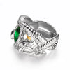 Lotr Aragorn's Ring Silver Lord of Rings of Barahir Mens Crystal Ring US Size 8-13# - Image 3