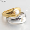 Chic Single Pearl Ring Chunky Stacking Finger Ring Simple Minimalist Couple Anniversary Jewelry - Image 1
