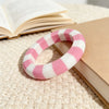 Boho Color-Blocked Resin Bracelet Geometric Striped Cuff Bracelet Stackable Jewelry Round Women Statement Bangle - Image 3