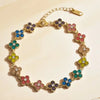 Colorful Flower Zircon Inlaid Bangle 316L Stainless Steel Gold Plated Adjustable Bracelet Minimalist Charm Jewelry Gift - Image 1