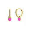 Rhinestone Small Circle Hoop Earrings Candy Color Heart Pendant Piercing Earrings for Women Gold plated Huggies Jewelry - Image 9