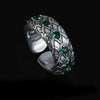 Thai Silver Serpent Rings, Retro Green Crystal Scale Design, Unisex Index Ring - Image 1