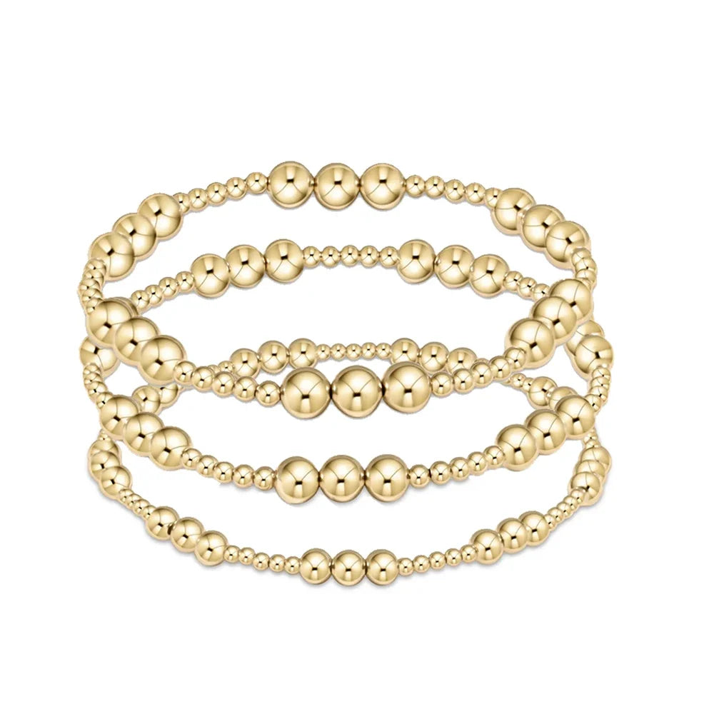 Gold Plated Beaded Bracelet for Women Stretch Jewelry - Image 1