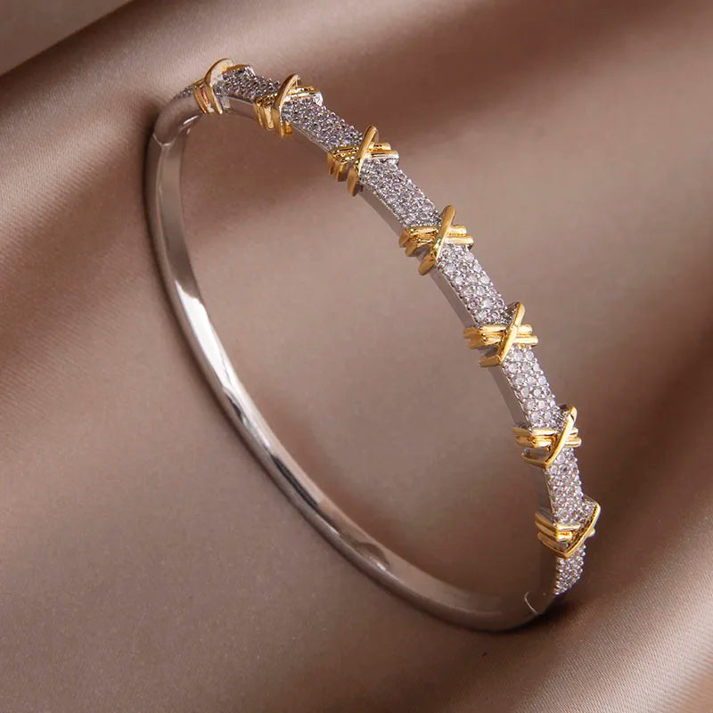 Classic Zirconia Cross Charm Bracelets for Women Jewelry Elegant Bangle - Image 1
