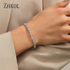 Cubic Zirconia Cuff Bangles for Women Baguette Men Open Bracelet Party Jewelry - Image 4