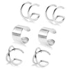 6pcs Stainless Steel Cute Simple Double Lines Ear Cuff Set Non Piercing Fake Helix Cartilage Huggie Cross Cuff Earrings - Image 1