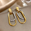 Stainless Steel Gold Silver Color Drop Earrings for Women Glossy Doublelayer U Shaped Pendant Earrings Jewelry Gifts - Image 7