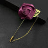 Ribbon Rose Flower Golden Leaf Brooch Pin for Men Women Silk Buttonhole Groomsmen Party Prom Suit Accessories - Image 17