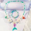 Ocean shell bracelet colorful fishtail necklace gradual change color pearl mermaid children's bracelet necklace set - Image 5